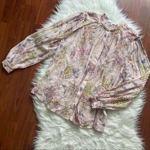 Reiss Floral Button-Up Sheer Blouse 6